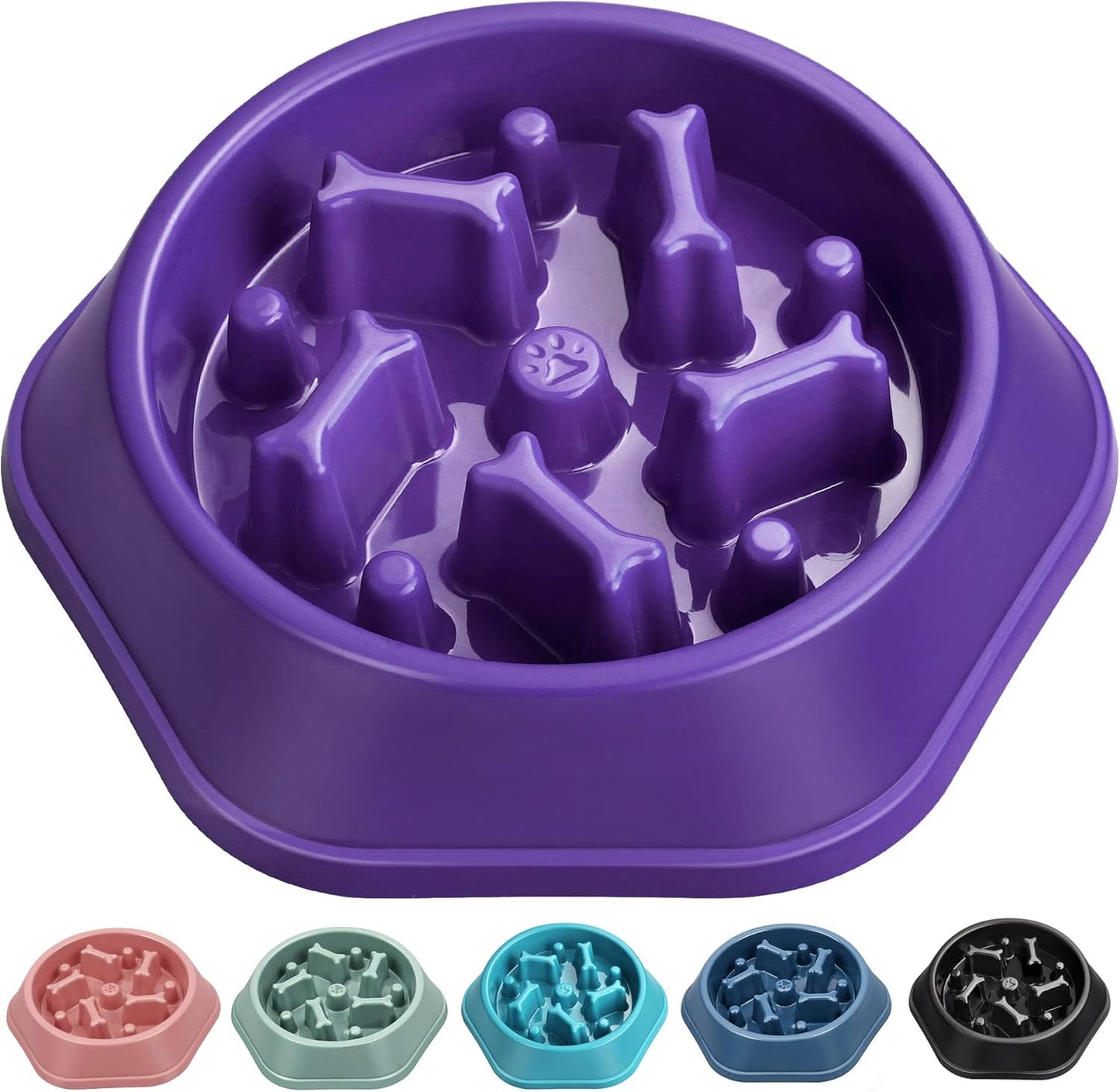 UPSKY Slow Feeder Dog Puzzle Bowl, Interactive Bloat Stop Non-Slide Lick Treat Bowl for Small Medium Dogs (Purple)