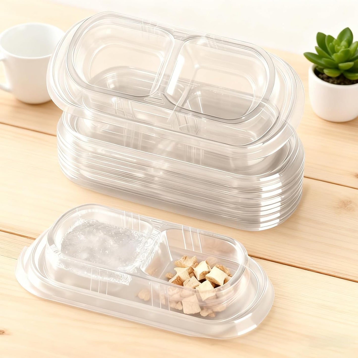 30 Pcs Disposable Cat Bowls with Ant Proof Moats - No Spill Double Bowl Tray for Stray & Outdoor Cats, Travel & Feeding - 30 Day Supply