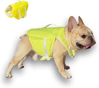 High-Visibility Dog Life Jacket – Adjustable Safety Vest with Secure Handle for Swimming, Boating & Water Activities (Yellow, Large)
