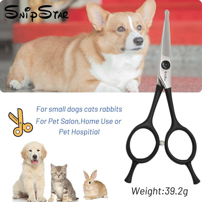 4.5in Small Dog Grooming Scissors Professional, Cat Pet Shears with Ergonomic Handle & Safety Round Tip, VG10 Steel Sharp, Puppy Trimming Shears for Dogs Face Paw Ears Eye Nose Moustache Hair Cutting