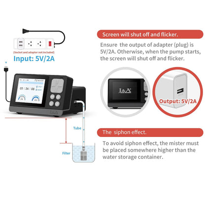 J&A Smart Reptile Mister, Automatic Misting System for Tanks - Programable Timer with Temperature/Humidity Probe, Ideal for Reptile Habitat (Black)