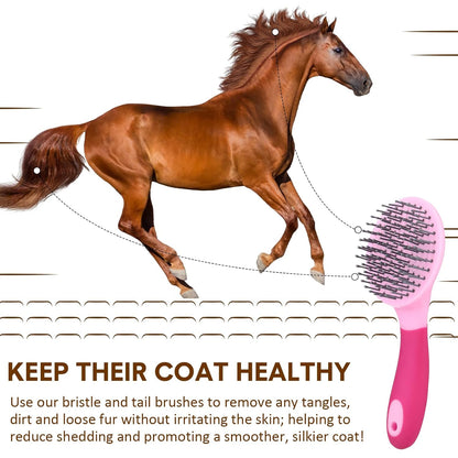 Zhehao 4 Pack Mane and Tail Brush Mane and Tail Horse Brush with Grip, Random Color