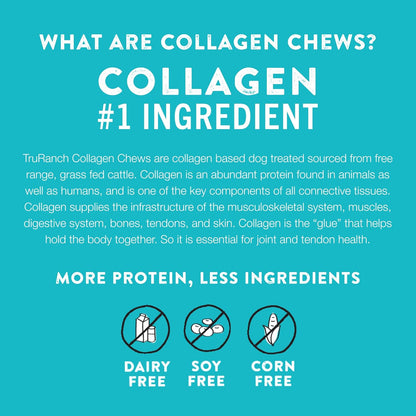 TRURANCH Collagen Rolls - 6" Collagen Rolls for Dogs - Long Lasting Healthy Joint Support Dog Treat - Rawhide Alternative - Skin & Coat Health - Made with Real Beef, 1 Bag, 4 Count