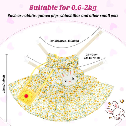 Weewooday 2 Sets Pet Rabbit Bunny Dress Bunny Easter Costume with Leash Hat Mini Bag Harness Leash Small Animals Accessory for Rabbit Hedgehog Ferret Guinea Pigs Piggies Squirrel(Trendy)