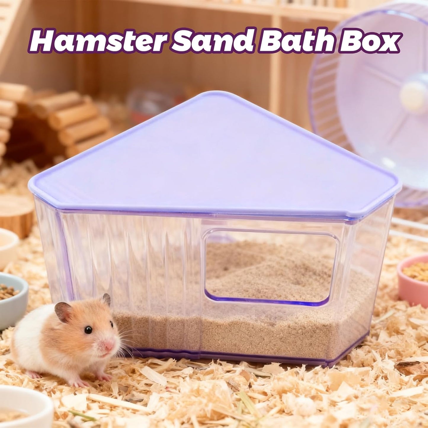 Hamster Toilet Sand Bath Box,Small Animal Bathroom & Digging Room Hamster Sand Bath Container Acrylic Critter's Sand Bath Shower Room Dwarf Syrian Rat Hideaway Gerbil, SyrianHamster,Guinea Pigs