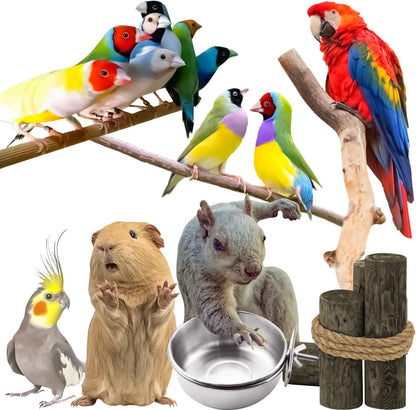 MotBach 3 Pack Bird Feeding Bowls Cups Parrot Food Water Dishes, Stainless Steel Bird Bowl Cup Dish with Clamp, Birdcage Feeder Pet Cage Bowls for Cockatiel Budgie Conure Macaw Parakeet Small Animal