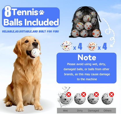 Automatic Ball Launcher for Dogs with 8 Balls - Adjustable Distance up to 50ft,Charger, Whistle & Storage Bag - Interactive Fetch Machine Toy for Indoor Outdoor Play, for Medium Large Breed Dogs.