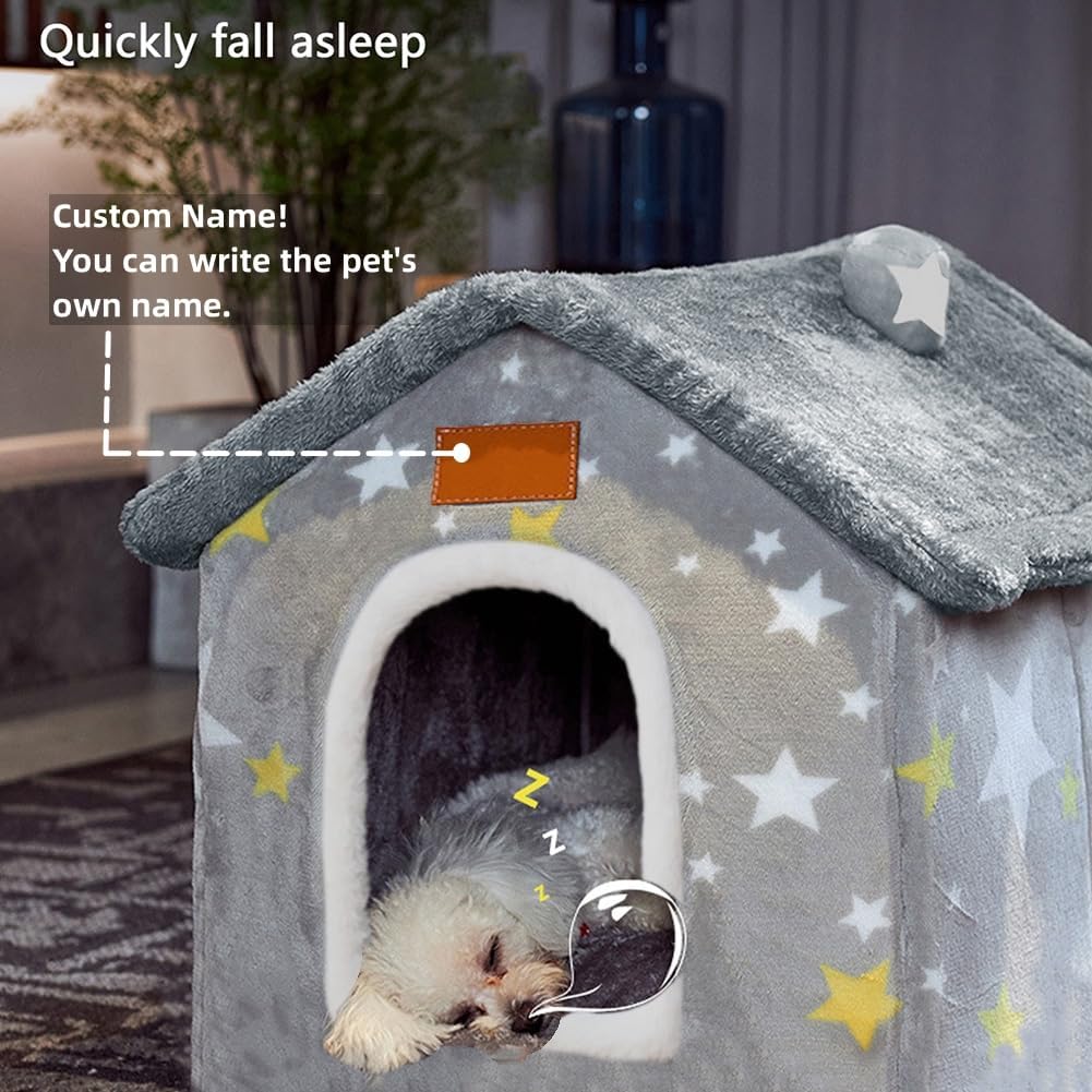 Dog House Indoor Memory Sponge, Foldable Dog House Kennel Bed Mat with Cushion for Small Medium Large Dogs Cats, Winter Warm Cat Nest Puppy Cave Sofa Pet Products (Large)
