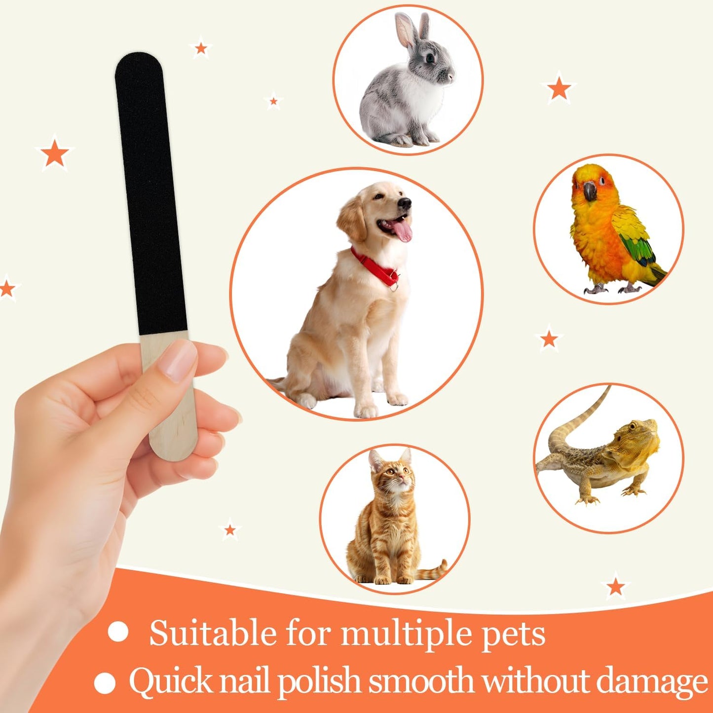 Dog Nail File,cat Nail File,pet Nail Trimmer Tool More Convenient,7Pcs Professional Nail Grooming Tool（Wood ，7.8inch,Black）