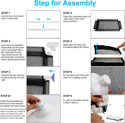 Cat Window Perch, Cat Hammock Window Seat w/Free Fleece Blanket 2025 Latest Screw Suction Cups Extra Large Sturdy Cat Bed Cat Resting Seat Hold Two Large Cats White Indoors (One Extra Suction Cup
