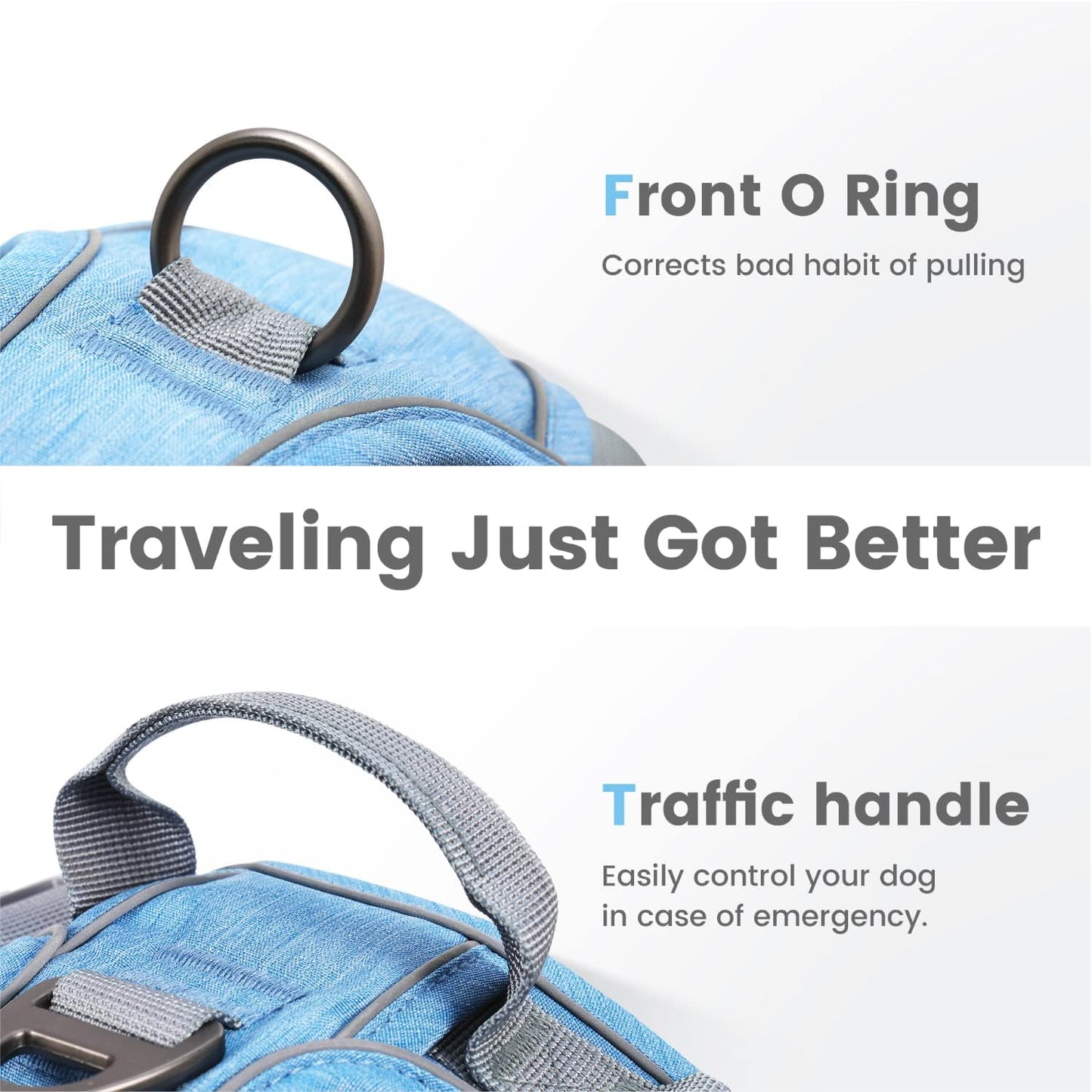 Pawaii No Pull Dog Harness with Pet ID Tag,Reflective Strips No Choke Front O Ring Breathable Mesh Adjustable Soft Padded Pet Vest with Easy Control Handle for Small Dogs