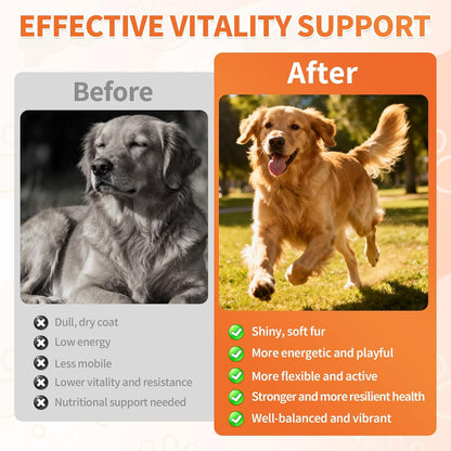 Dog Multivitamin, 500 Crunchy & Tasty Chew - Supports Daily Energy, Heart Health, Skin & Coat with Taurine, Krill Oil Omega-3, B Complex Vitamins & Zinc - Daily Multivitamin for All Breeds & Ages