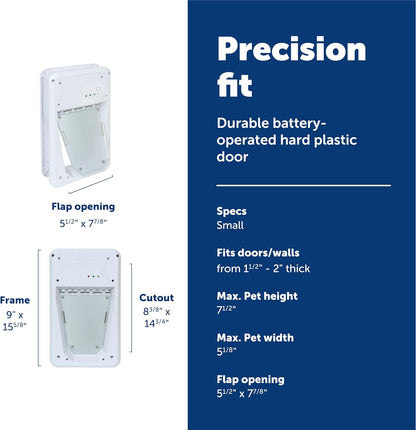 PetSafe Electronic Pet Door - Rust-Proof Programmable Smart Collar-Activated Dog or Cat Entry - Easy Installation & Space-Saving Design - Small - Fits Pets Up to 15 lb