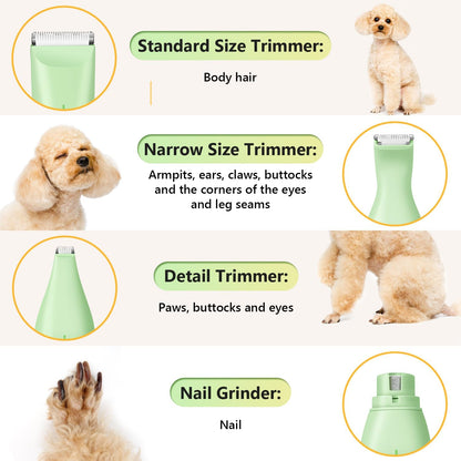 SUPRENT Dog Grooming Kit, 4 in 1 Dog Clippers for Grooming Supplies, Cordless Electric Pet Nail Grinder Cat Paw Trimmer Professional Long Hair Shaver Set for Cat Matted Hair and Small Dogs Thick Coats