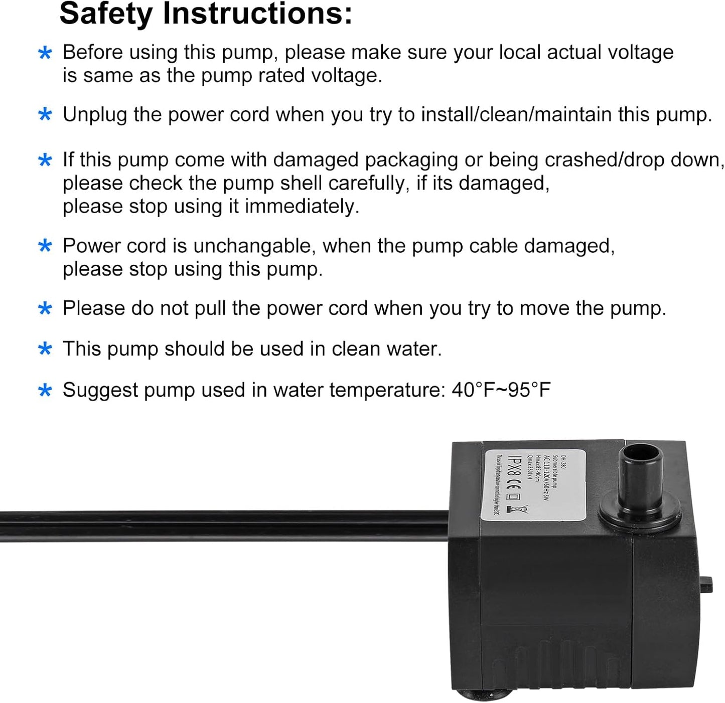 2PCS 95GPH 5W 350L/H Mini Submersible Pump, Small Fountain Pump for Pond, Aquariums, Fish Tank, Tabletop Fountain, Pet Fountain, Indoor or Outdoor Fountain