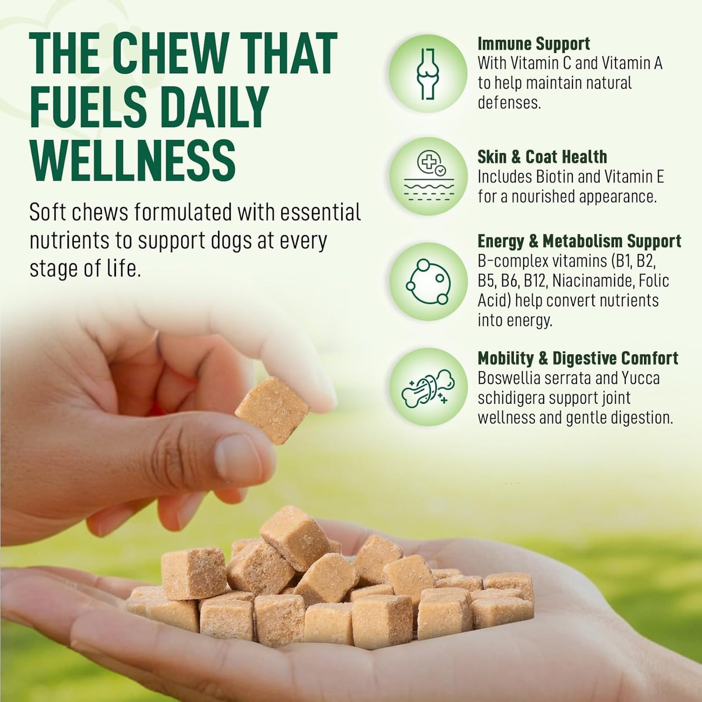 14 in 1- Multivitamin for Dogs 120 Chews - Daily Support for Active & Aging Dogs Vitamin A, D3, E, C, and B-Complex for Joint, Skin, Coat, Immune - Dog Multivitamins, Bacon Flavor