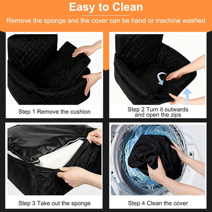 Dog Car Seat for Small/Medium Dogs, Memory Foam Dog Booster Seat up to 35lbs, Detachable Washable Pet Car Seat with Storage Pockets, Portable Pet Travel Bed with Seat Belt, Anti-Slip Base Black