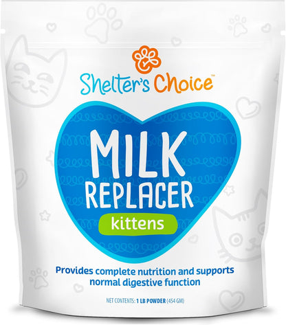 Revival Animal Health Shelter’s Choice Kitten Milk Replacer Powder, Complete and Balanced Milk Formula for Kittens and Adult Cats, Supports Healthy Growth and Digestion, 1 lb