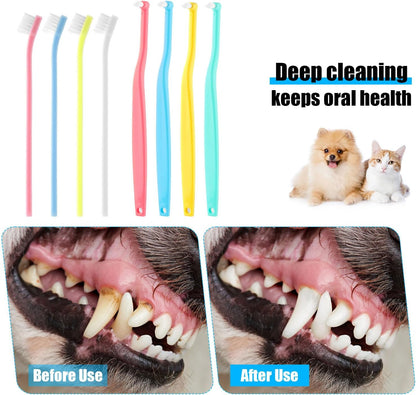 8pcs Small Dog & Cat Toothbrush, 2 Styles Soft Bristle Kitten Teeth Cleaning Brush Micro Head Pets Toothbrush Dental Care Supplies Accessories for Puppy Kitty Reduce Tartar Formation & Bad Breath