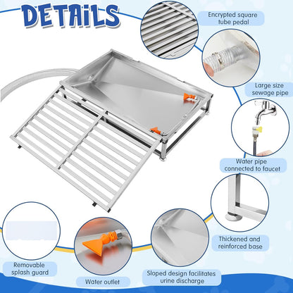 Shimeyao Stainless Steel Dog Potty 32 x 20 Inch with Tray, Removable High Pee Walls, Automatic Flushing and Cleaning System Dog Toilet Puppy Litter Box Portable Pet Pee Pad Holder for Indoor Outdoor