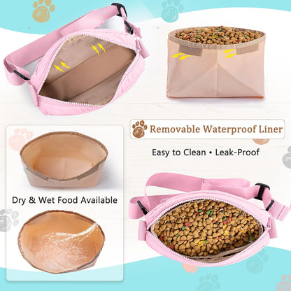 Fashion Dog Treat Pouch with Clicker Stylish Crossbody Dog Walking Bag, 3-in-1 Dog Training Treat Pouch with Removable Waterproof Liner, Treat Holder Waist Bag for Puppy Training & Daily Walks