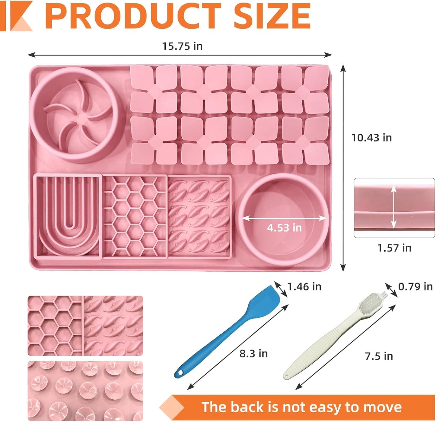 Lick Mat for Dogs Pink and Pet Hair Removal Glove