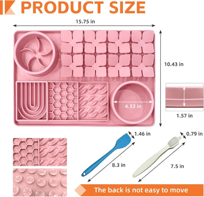 Lick Mat for Dogs Pink and Pet Hair Removal Glove