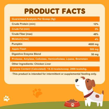 NATURE TARGET Pumpkin for Dogs, All Natural Fiber for Dogs, with Digestive Enzymes, Apple, Healthy Stool and Dog Digestive Support, Diarrhea, Constipation Relief, Pumpkin Powder for Dog to Make Puree
