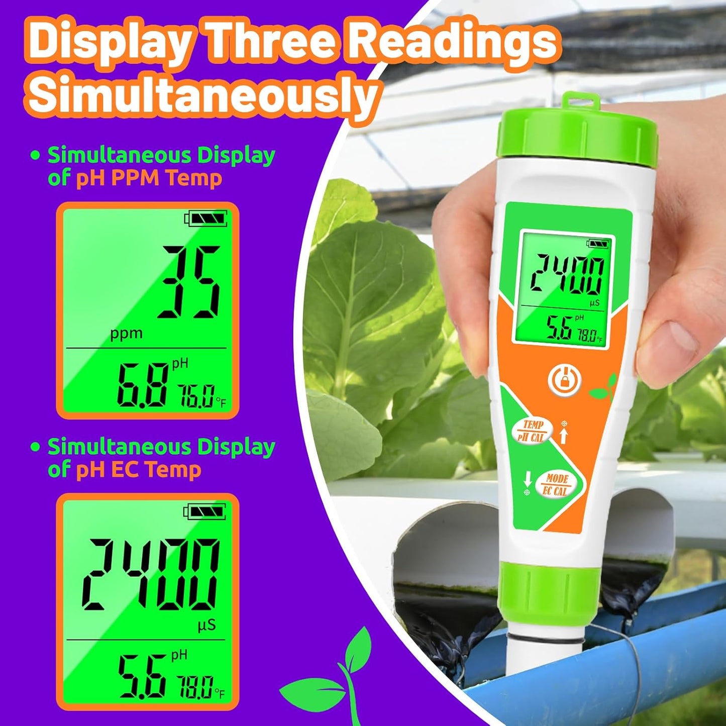 Digital Salinity Tester for Salt Water for Seawater, Aquariums, Marine Monitoring and 4 in 1 Digital EC pH TDS Temp Meter for Water System for Hydroponics, DWC System, Gardening