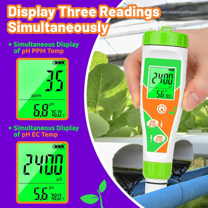 Digital Salinity Tester for Salt Water for Seawater, Aquariums, Marine Monitoring and 4 in 1 Digital EC pH TDS Temp Meter for Water System for Hydroponics, DWC System, Gardening