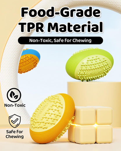 Olive Squeaky Dog Chew Ball for Aggressive Chewers Interactive Fetch Toy, TPR Material, Dental Cleaning Dog Toy for Small Medium Large Dog, Indoor Outdoor Puppy Chew Toy Orange