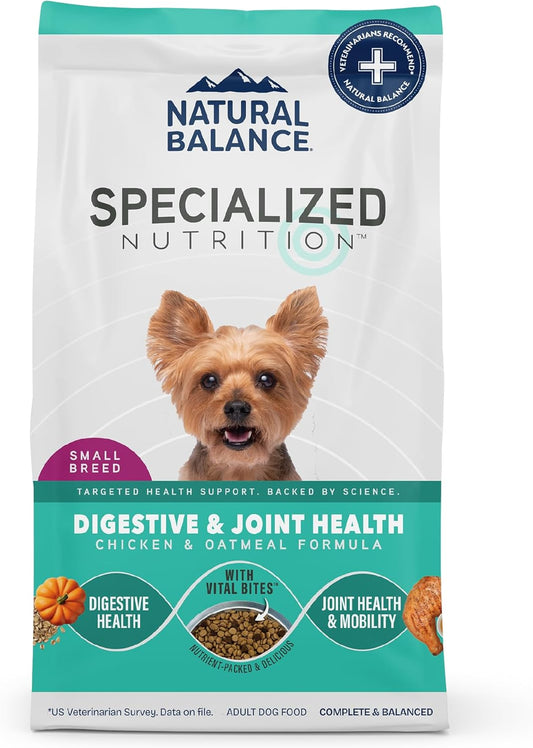 Natural Balance Specialized Nutrition Dry Dog Food with Chicken and Oatmeal for Dogs, Small Breed Digestive & Joint Health, Natural Ingredients with Added Vitamins & Minerals - 12 lbs