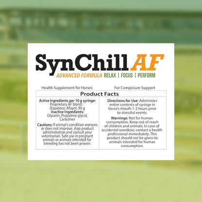 SynChill AF Behavioral Support Gel for Horses – Single Serving – Advanced L-THEANINE-Free Formula, 100% Natural Supplement, Composure, Focus & Confidence Support for Horses - 10 Pack