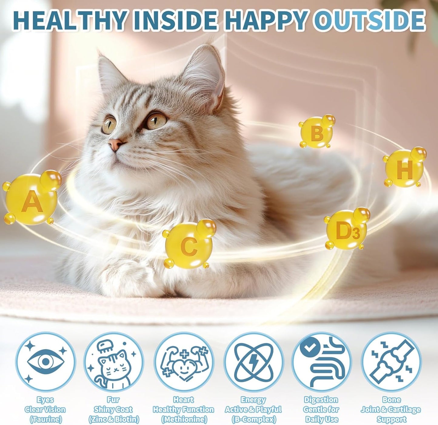 Cat Multivitamin, Crunchy & Creamy Cheese Chew Natural Antibiotics for Cats, Cat Antibiotics Nutritional