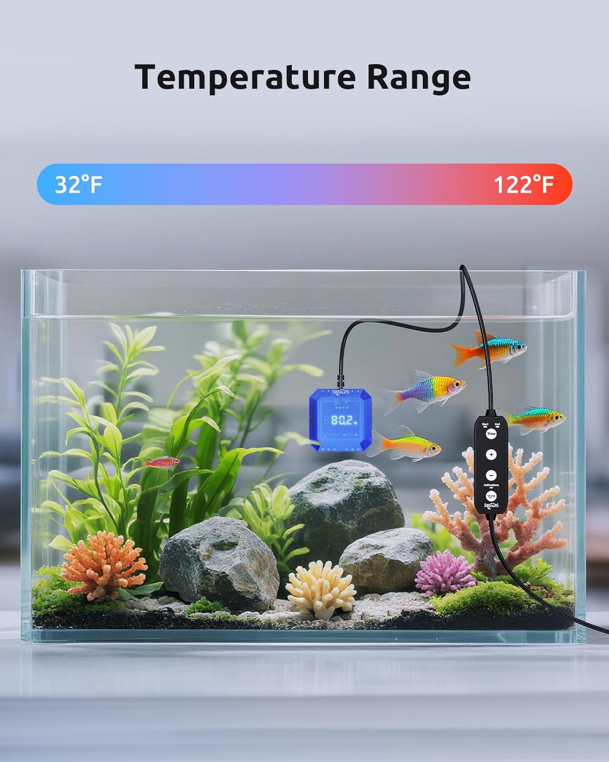 SEAOURA Aquarium Vacuum Cleaner & Aquarium Thermometer