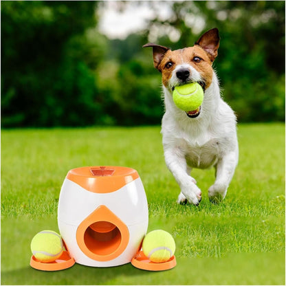 Automatic Dog Ball Launcher Tennis Ball Reward Machine for Small Medium Large Dogs Indoor Outdoor Training Automatic Feeder for Interactive Dog Training Non-Electric Fetch Toy(New Orange)