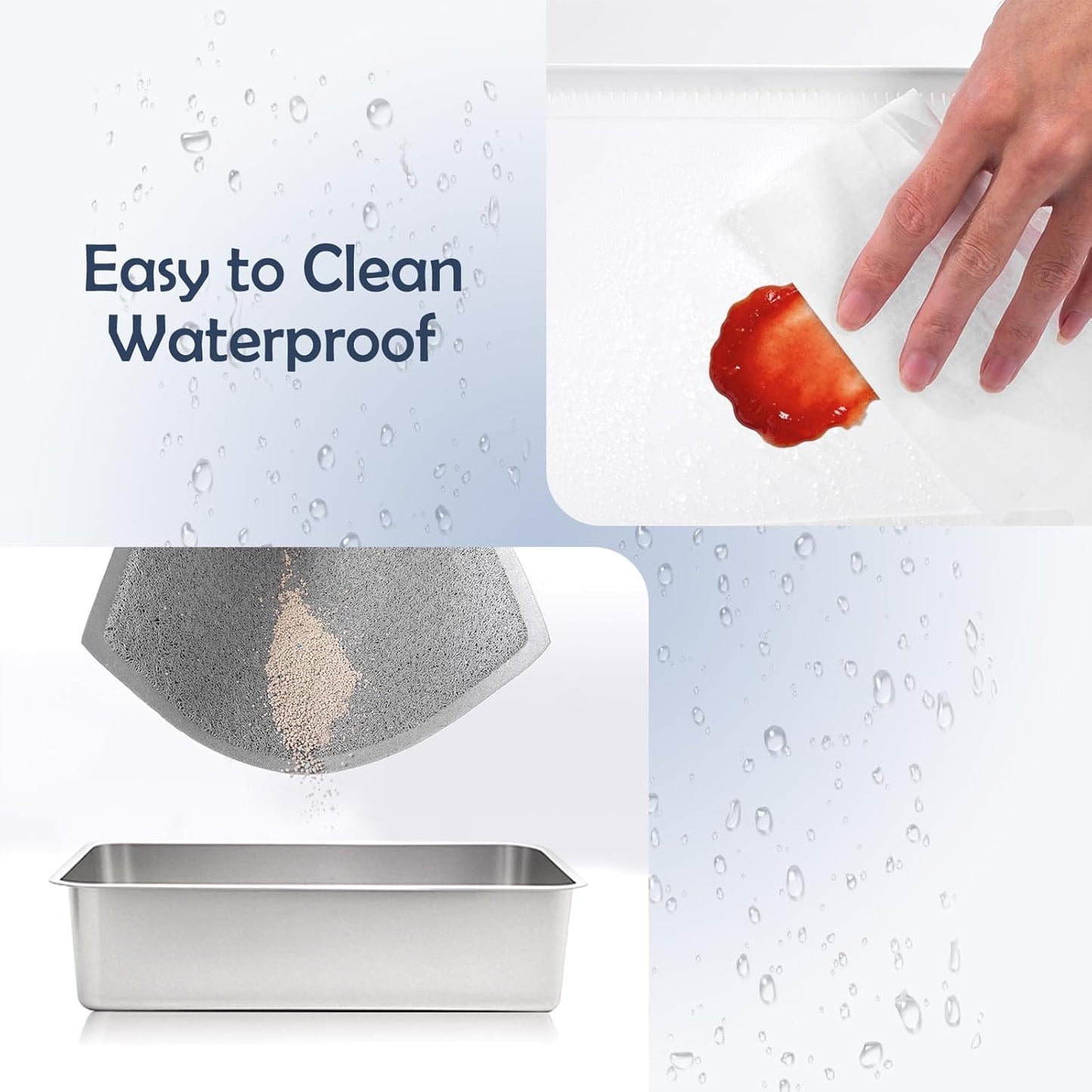 MEEXPAWS Litter Box Enclosure Splash Guard, Top Entry Cat Litter Box Shield with Slot Design Metal Grate, Dog Proof Privacy Screen Cover with Mat, Large White (24.8x16.8x23.6 Inch)