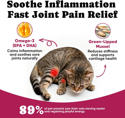 Cat Hairball Remedy with Natural Oils & Fiber for Digestive Support & Cat Joint Supplement with Glucosamine for Mobility & Flexibility Support – 450 Chews