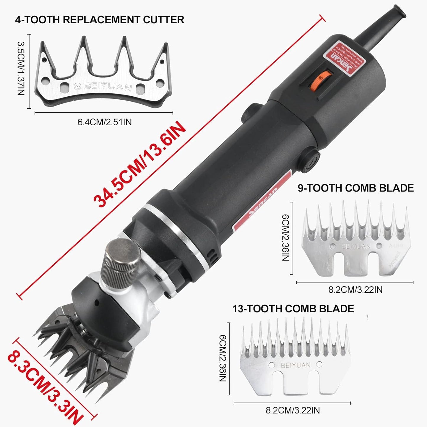 Sheep Clippers, 750W Farm Livestock Grooming Kit for Equine, Goat, Pony, Cattle and Large Thick Coat Animals (6 speeds, with 2 Blades)