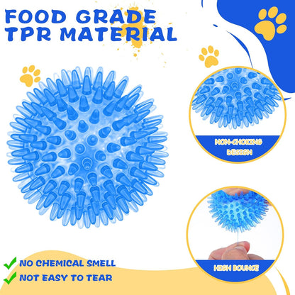 18 Pcs Squeaky Dog Toy Balls, 2.5 Inch Bulk Durable Spikey Dog Balls 6 Colors Puppy Chew Toys for Small Medium Large Dogs Clean Teeth and Training