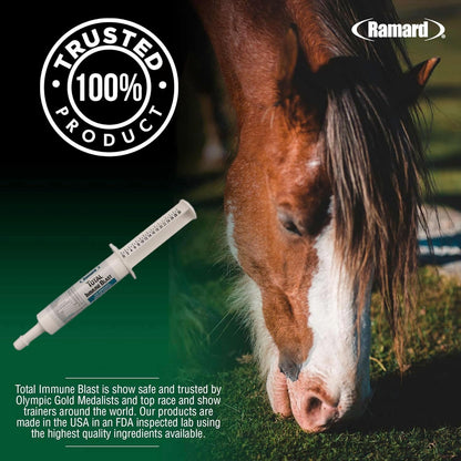 Ramard Total Immune Blast - Equine Immune Support, Horse Vitamin Supplement w/Zinc, Selenium, Omega 3, Omega 6 & Vitamins w/Nucleotides, 30cc Oral Syringe, 1pk