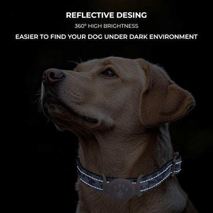 Airtag Dog Collar, Waterproof Airtag Holder, Apple Airtag Dog Collar, Heavy Duty Dog Collar, Adjustable, Soft, and Reflective for Medium and Large Dogs (Blue)