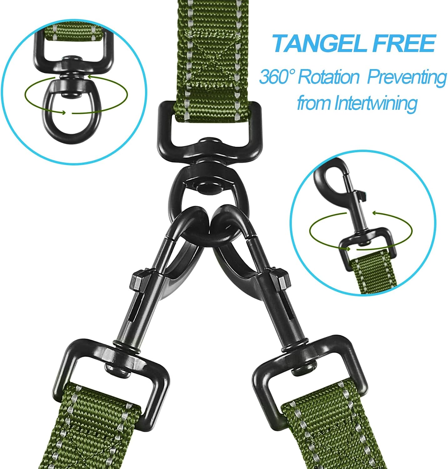 PetBonus No Tangle Double Dog Leash and Dog Seat Belt for Car