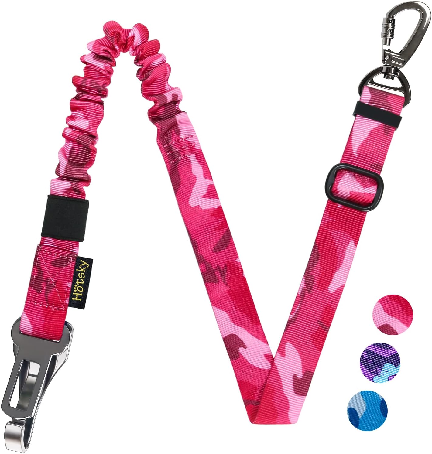 Hotsky Tactical Dog Seatbelt Harness for Medium Dogs No Pull Adjustable Military Service Dog Vest Reflective Pet Harness with Handle Molle Loop Panels for Training Walking Running(Pink Camo, XL)