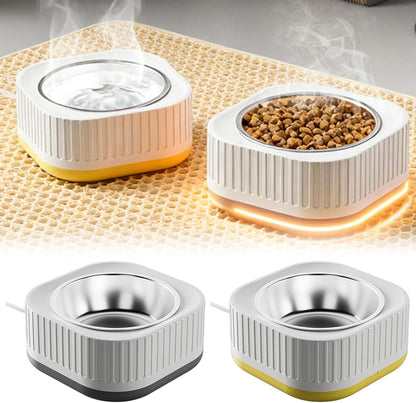 Heated Water Bowl,Heated Water Bowl for Pets – Outdoor Thermostatic Control Pet Dish with Chewproof Cord, Keeps Water Drinkable in Winter for Dogs, Cats & Chickens (Yellow)