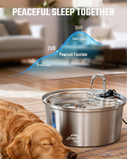 Dog Water Fountain Stainless Steel & 6 Pcs Fountain Filters