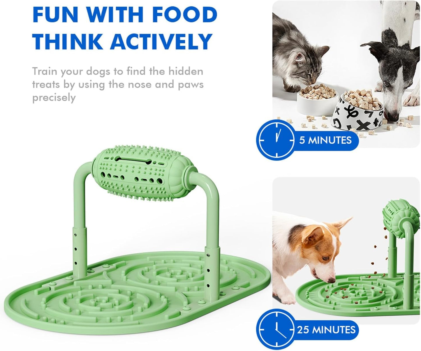 Dog Puzzle Feeder, Silicone Slow Food Mat, Interactive Dog & Cat Food Puzzle Toy, Adjustable Height, Large Capacity, Relieves Anxiety and Boredom, Enhances IQ Training for Large Dogs Pets