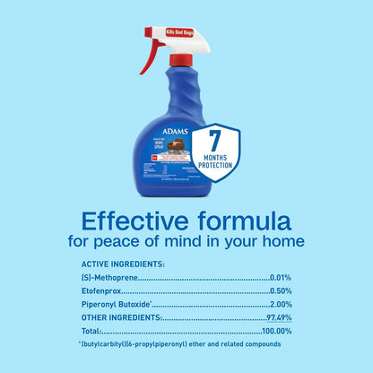 ADAMS Flea & Tick Home Spray, Kills Fleas, Flea Eggs, Flea Larvae, Bed Bugs, Ticks, Ants (Except Carpenter, Harvester, Pharaoh & Fire Ants), Cockroaches, Spiders, & Mosquitoes In The Home, 24 Fl Oz