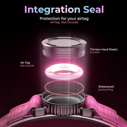 Waterproof AirTag Dog Collar - Reflective Comfortable Dog Collars with Air Tag Holder - GPS Dog Tracker Collar with Quick Easy Install - for Large Medium Small Dogs(Pink, S)