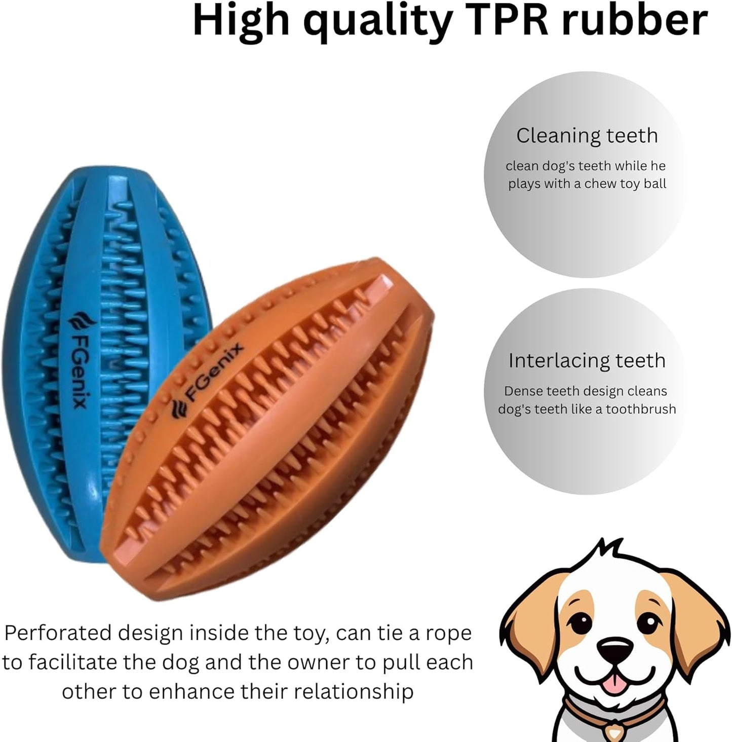 Indestructible Dog Toy Ball (Pack of 2) – Natural Rubber Tough Chew Toys for Aggressive Chewers – Durable Tug & Fetch Rubber Dog Toys – Safe, Dog-Friendly Interactive Dog Toys